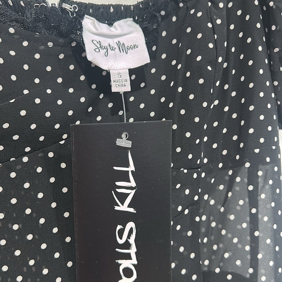 Dolls kill women’s Davonne Polka-Dot Print Mini Dress black white size small new - Picture 4 of 9